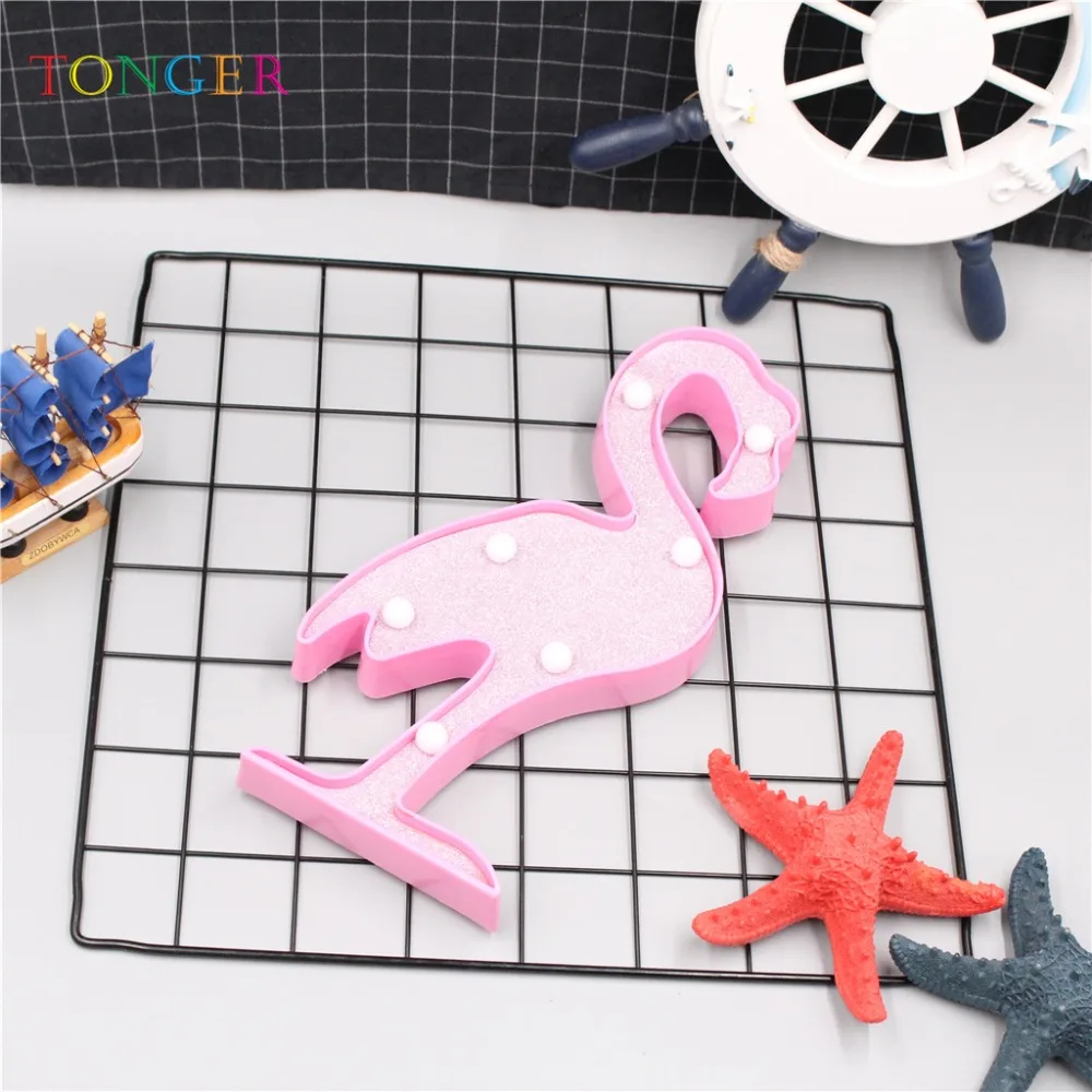 TONGER 3D ночник с животными Пингвин Фламинго Единорог светодиодный аккумулятор