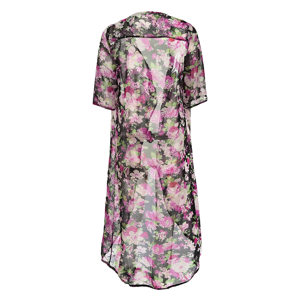 2018 Женская пляжная Длинная блузка топы Повседневная свободная Дамская рубашка