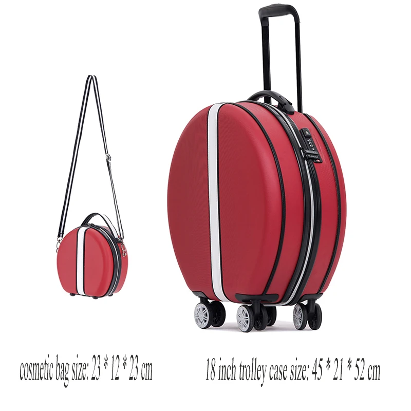 Женская милая круглая сумка и чемодан на колесиках тележка для девушек