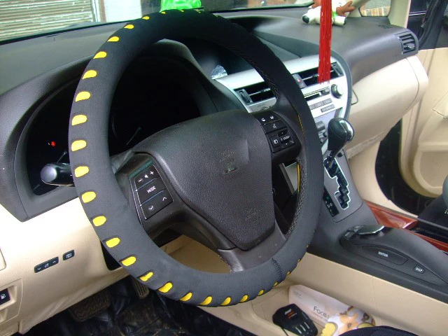KKYSYELVA EVA Пробивной красный чехол рулевого колеса автомобиля 38 см Универсальный Авто Руль Чехлы автомобиля аксессуары для интерьера