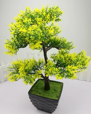 light yellow 1 шт., пятислойные Декоративные искусственные цветы, искусственный зеленый горшок, растения, украшения для дома - Цвет: light yellow
