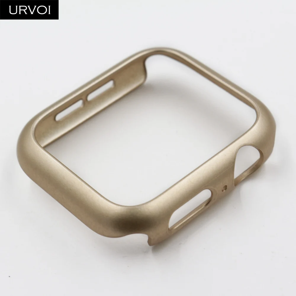 Gold URVOI пластиковый чехол для Apple Watch series 5 4 Жесткий ПК Рамка нормальный Бампер протектор для iWatch slim fit Тонкий чехол ремешок 40 44 мм - Цвет: Gold