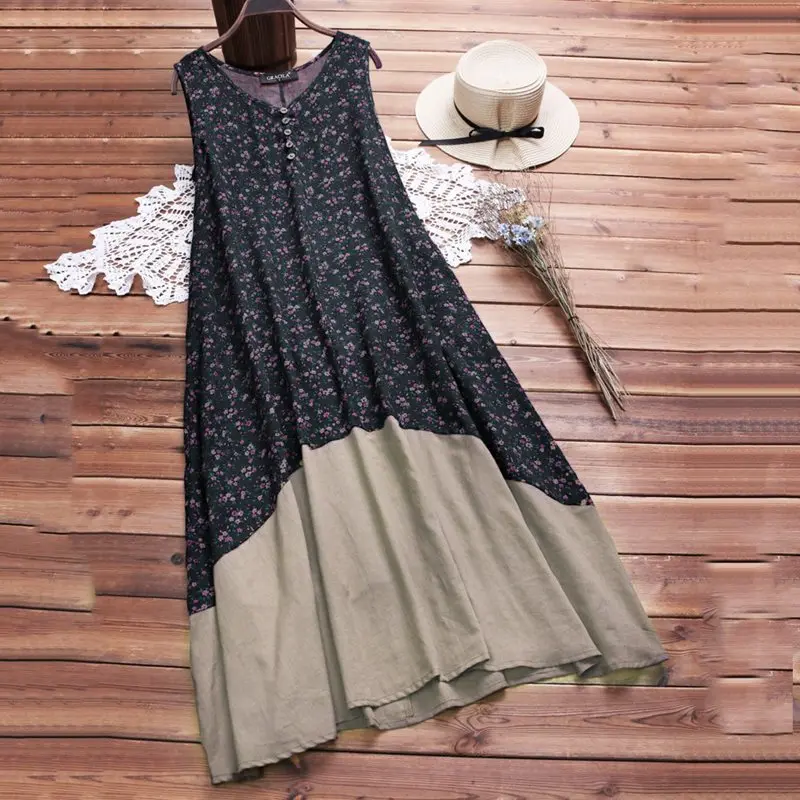 Женское Повседневное платье макси большого размера с цветочным принтом в стиле