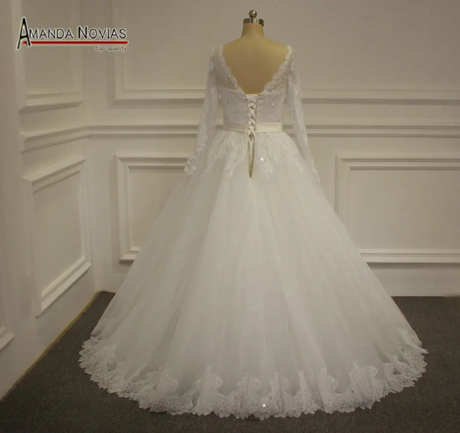 Платье с длинным рукавом и кружевной аппликацией в пол 2019|long sleeve wedding dress|sleeve