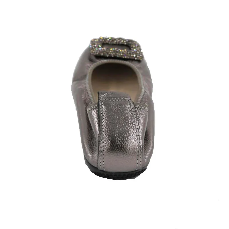 Балетки из натуральной кожи со стразами на плоской подошве женская повседневная