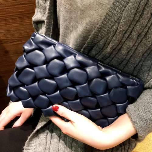 blue Роскошные женские Вечерние Сумки из искусственной кожи, дизайнерские трехмерные ромбовидные цепочки, женская сумка через плечо, шикарные вечерние сумочки-клатчи - Цвет: blue