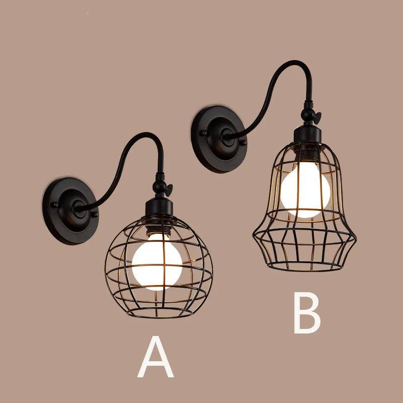 Американская простота промышленные винтажные железные клетки настенные лампы