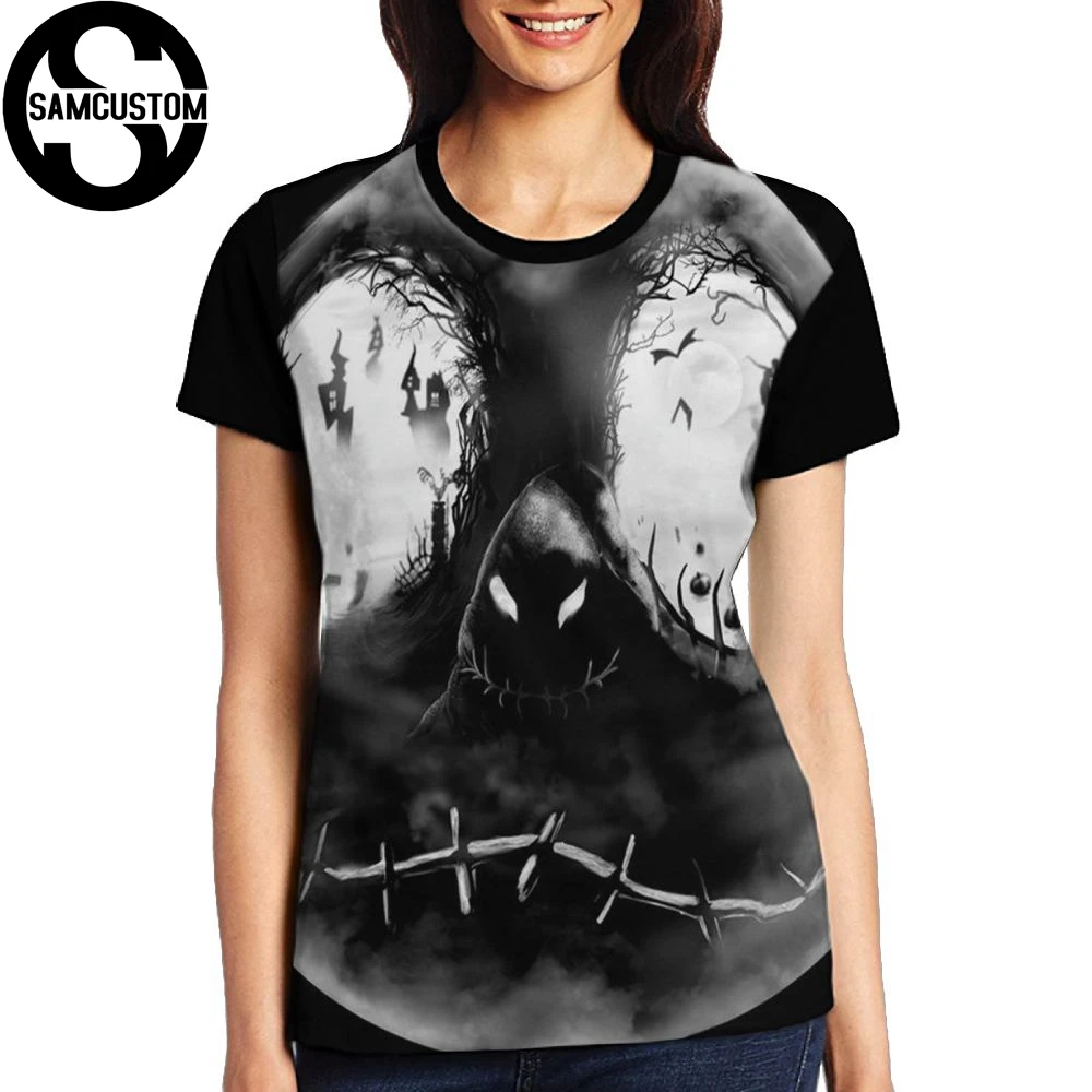 SAMCUSTOM хит Кошмар перед Рождеством Женская футболка с коротким рукавом женская 3D