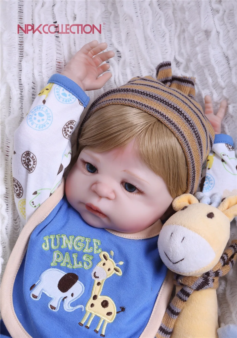 NPK реалистичный 57 см Силиконовый мальчик Reborn Baby Doll Toys Prince Babies парик волосы подарок