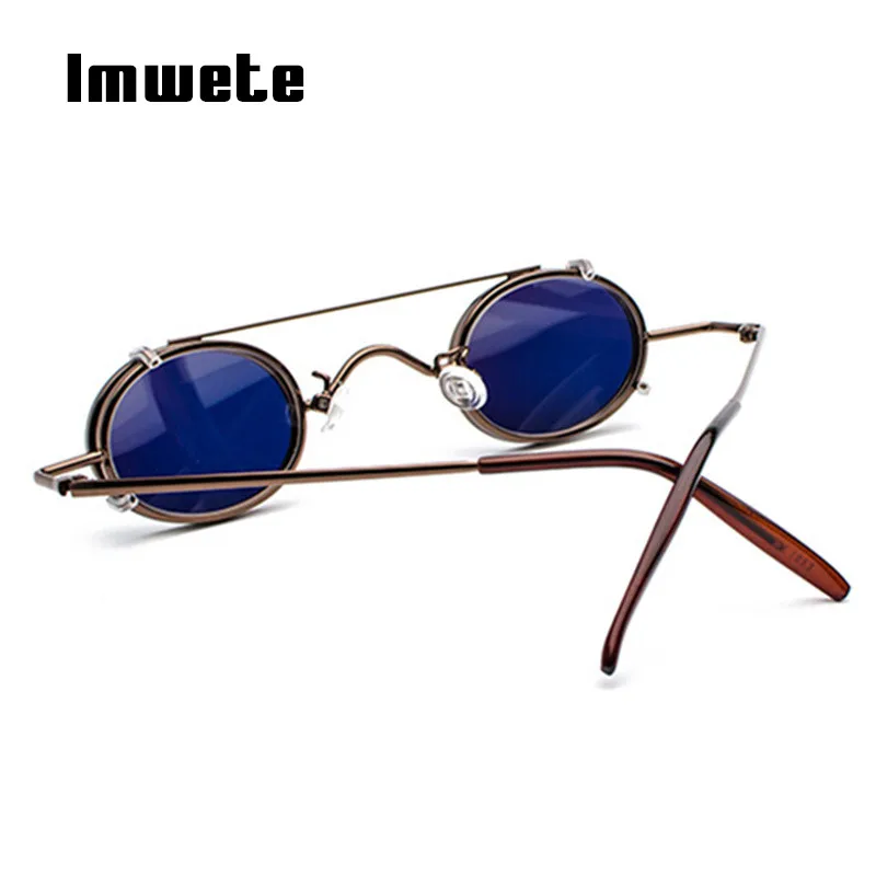 Imwete, Ретро стиль, стимпанк, солнцезащитные очки, мужские, Ретро стиль, фирменный дизайн, женские, Овальные, на застежке, солнцезащитные очки, металлические, панк, маленькие, женские очки