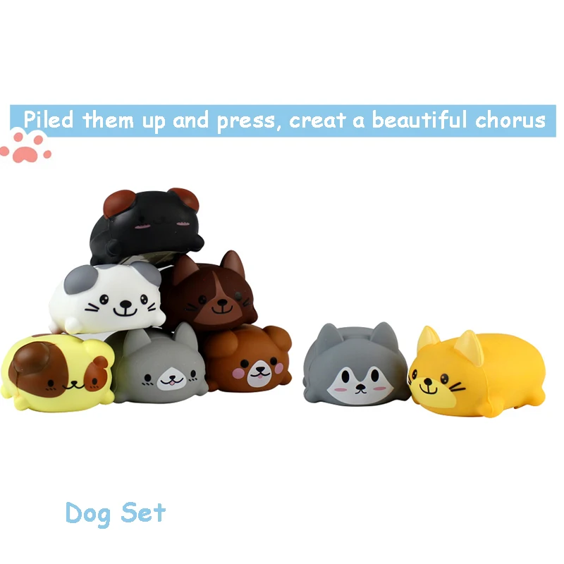 8 шт./компл. Kawaii Squishy Cat/Собака электрический музыкальный инструмент игрушки набор антистресс Squeeze анти светодио дный стресс светодиодные игрушки креативные подарки