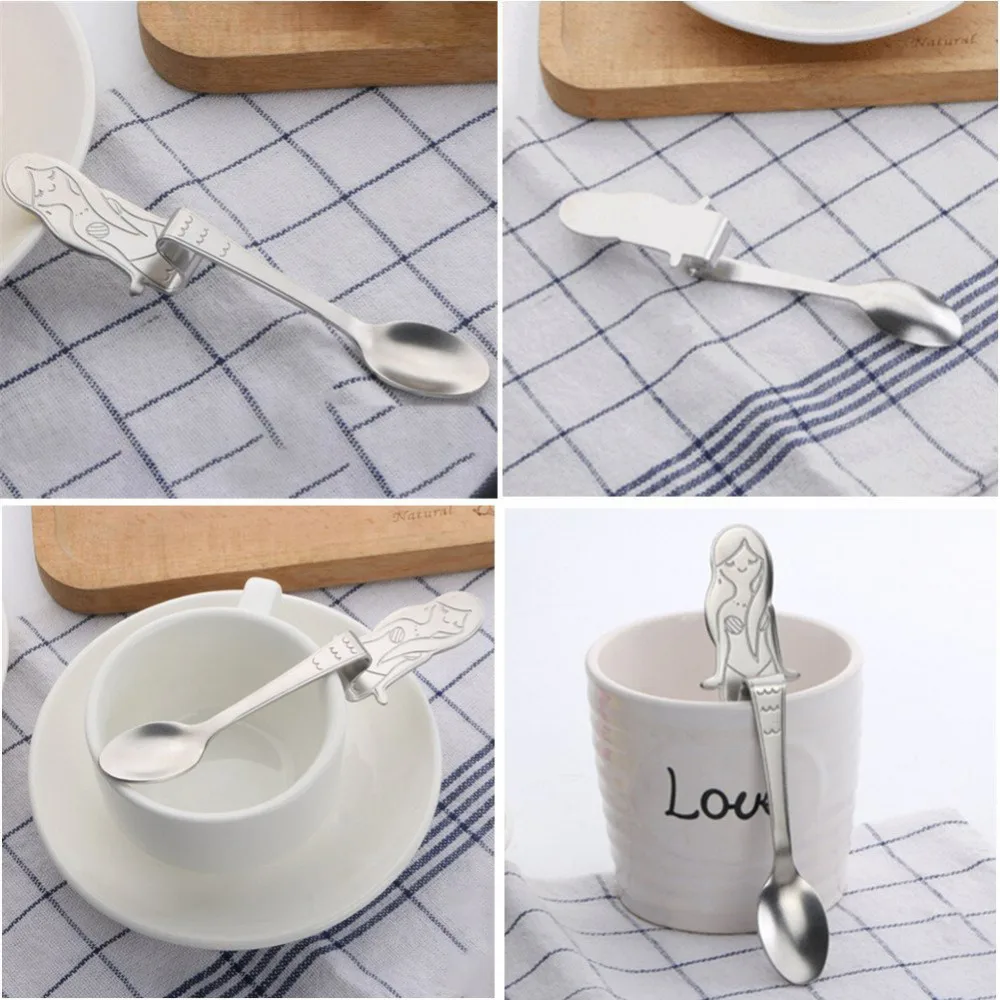 3 шт./компл. Нержавеющая сталь Русалка ложка Новый Кофе ложки Мороженое Конфеты