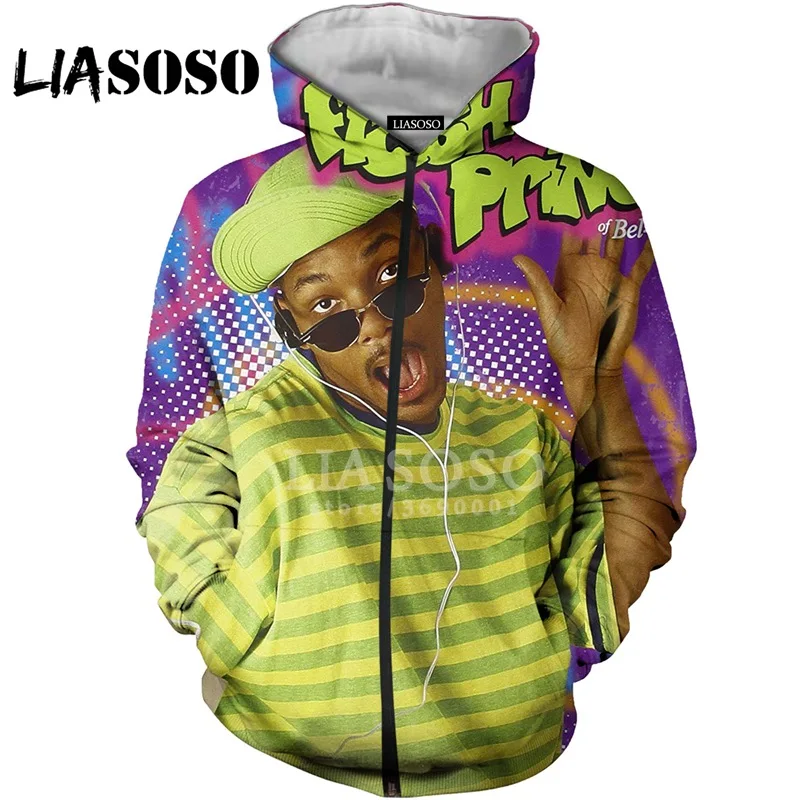 LIASOSO 3D принт для женщин и мужчин Will Smith The Fresh Prince of Bel-Air толстовки на молнии с
