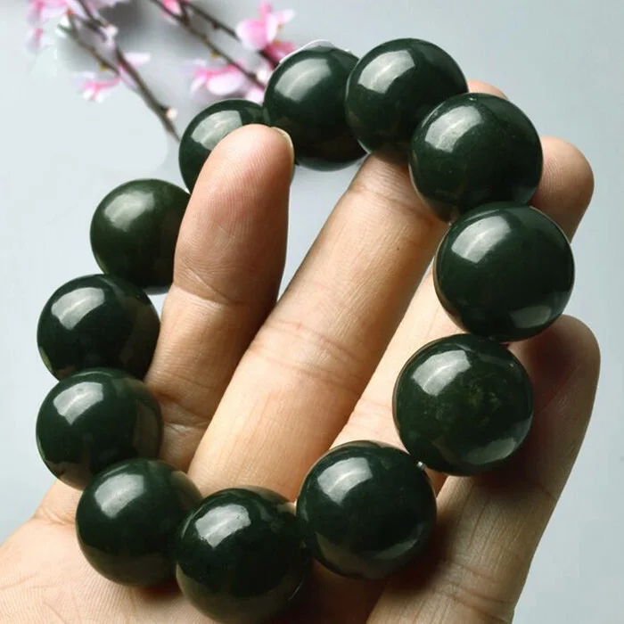 Натуральные темно-зеленые бусины Будды HETIAN Nephrite искусственные китайские