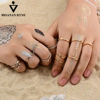 misananryne 6pcslot fashion jewelry adjustable gold color stacking midi finger knuckle open rings sets for women jewelry gift