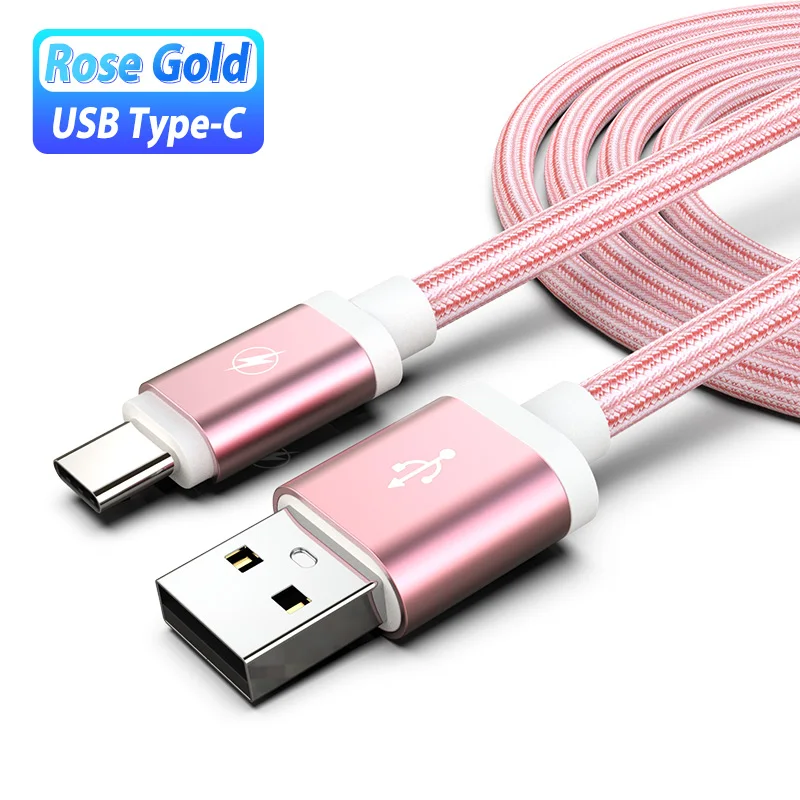 Кабель usb type-C 3 м 3 метра, кабель для зарядки телефона, кабель для samsung Galaxy Note10, S10, A50, Xiaomi Mi, 9 Pro - Цвет: rose gold