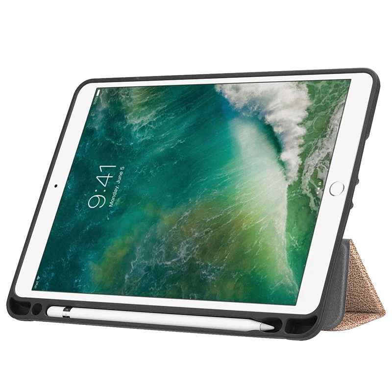 Умный чехол мягкий кожаный из ТПУ с гнездом для стилуса Apple iPad Air 2 9 7 2017 2018