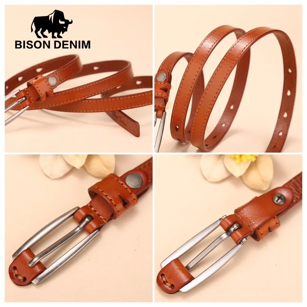 Женский ремень BISON DENIM из натуральной кожи с пряжкой воловьей высокого качества