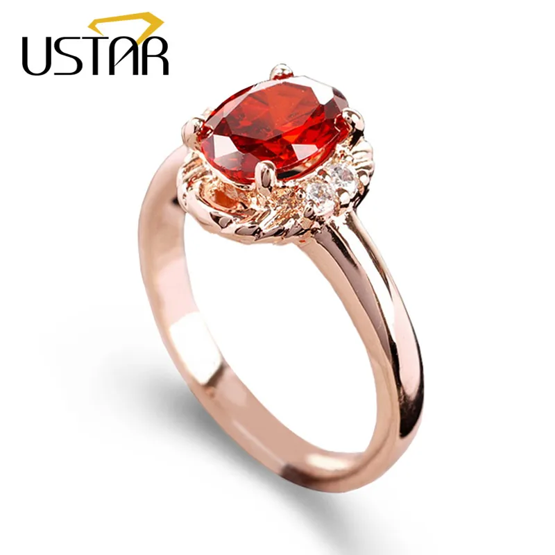 Женские свадебные кольца USTAR из красного полудрагоценного камня ювелирные
