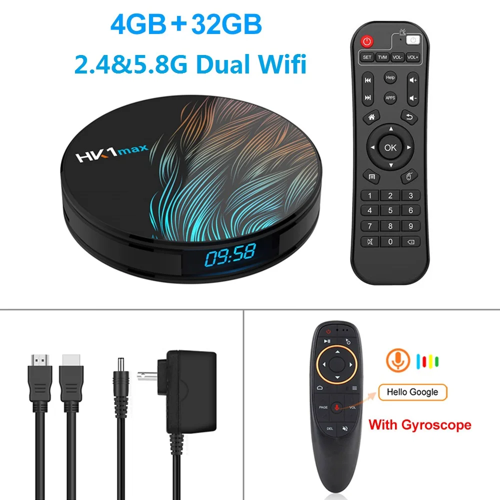 HK1 MAX Android 9,0 Smart tv Box Rockchip 4 Гб 64 ГБ 32 ГБ 128G 2,4/5,8G Wifi 1080P H.265 4K 60 кадров в секунду 2G 16G Google плеер телеприставка - Цвет: 4G32G voice gyro G10