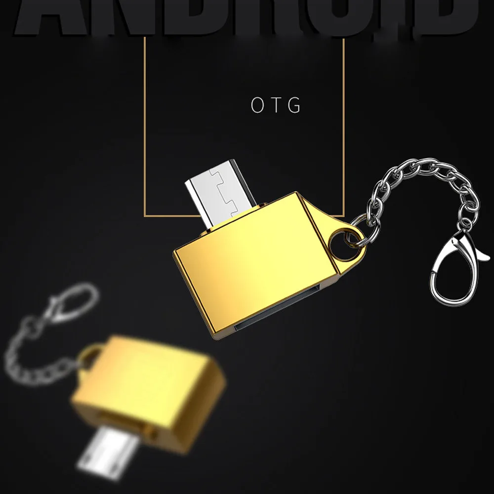 Новинка, лучшая, Металлический Micro USB Мужской к USB 2,0 A Женский Адаптер конвертера OTG с брелоком,, Прямая поставка