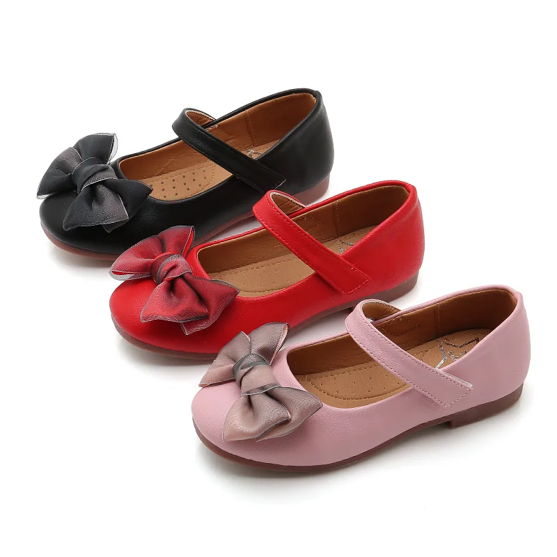 

Spring Autumn kids girls shoes bowknot Kids shoes for Dance Party children baby girls shoes children Student Leather shoes Black