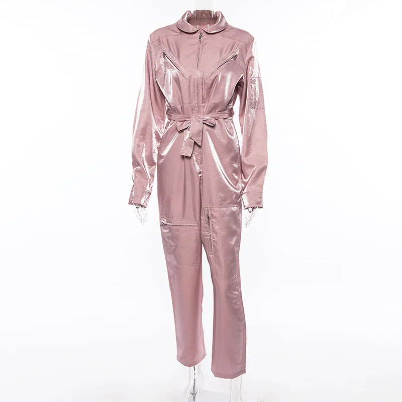 AIMENUNU популярный розовый комбинезон для подиума уличная молния карманы пояс