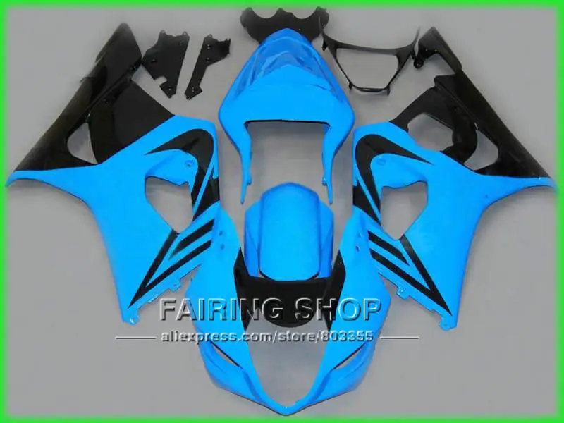 

New hot injection motorcycle fairing kit for Suzuki GSXR1000 03 04 K3 sky blue black fairings set GSXR 1000 2003 2004 WT01
