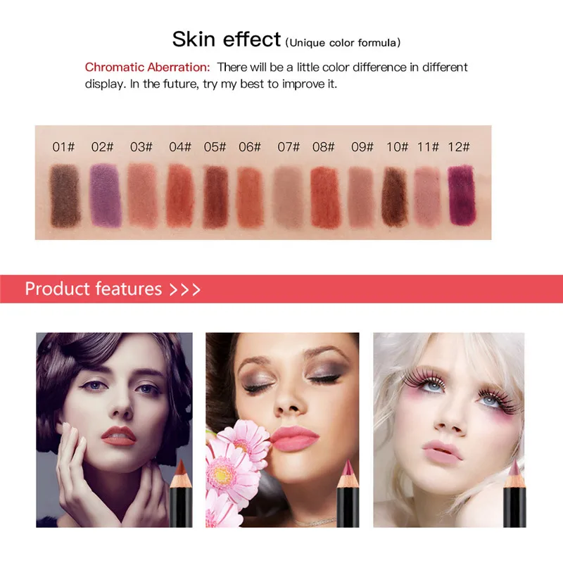 Niceface/набор карандашей для макияжа губ долговечные пигменты подводка ручка легко