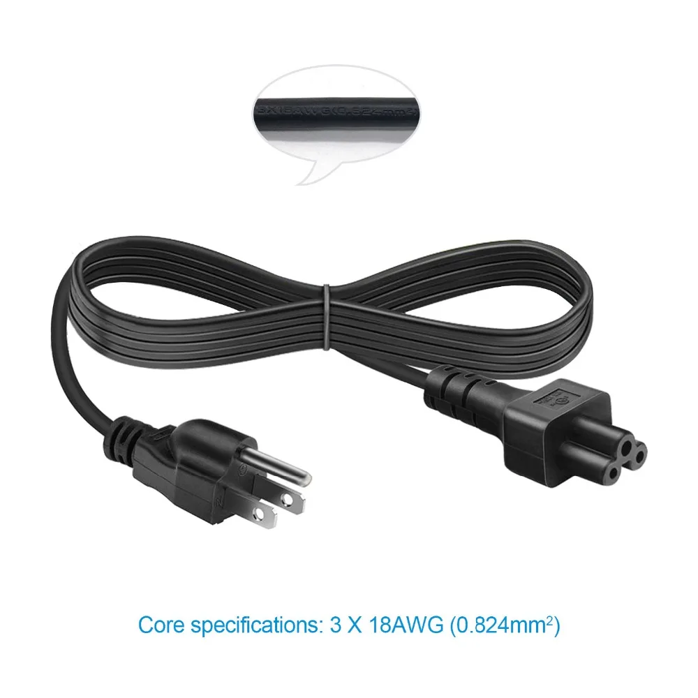 UL указан 6 футов 3 зубец AC Микки Маус кабель питания свинца 18AWG для ноутбука, монитора, плазменного ТВ, LG tv, компьютера хоста, проектора