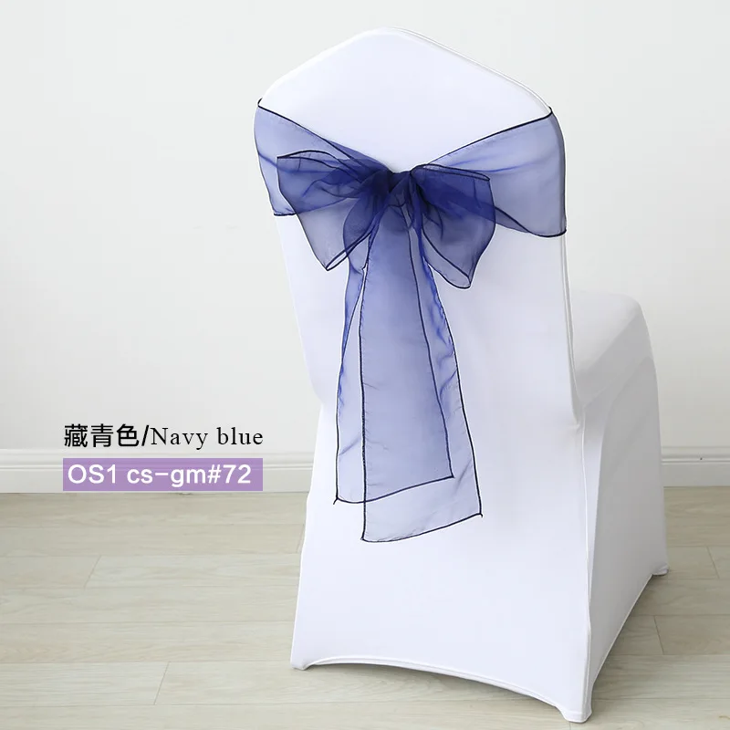 Navy blue 100 шт./компл. органза свадебный стул узел высокого качества чехлы для стульев украшения стулья бантик ремень Галстуки для свадеб банкета - Цвет: Navy blue
