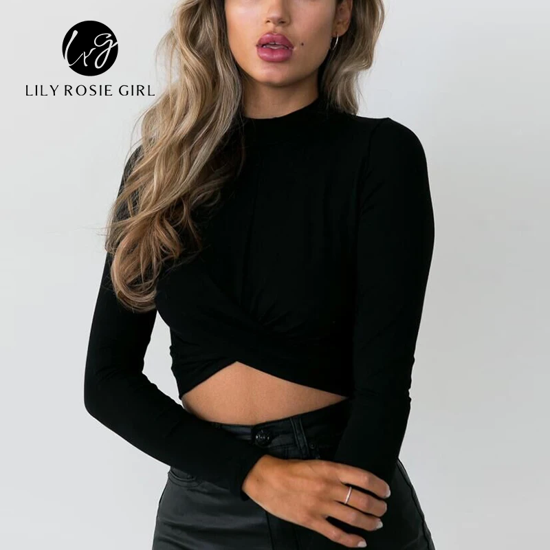 Lily Rosie/осенние белые сексуальные повседневные женские блузки с круглым вырезом и