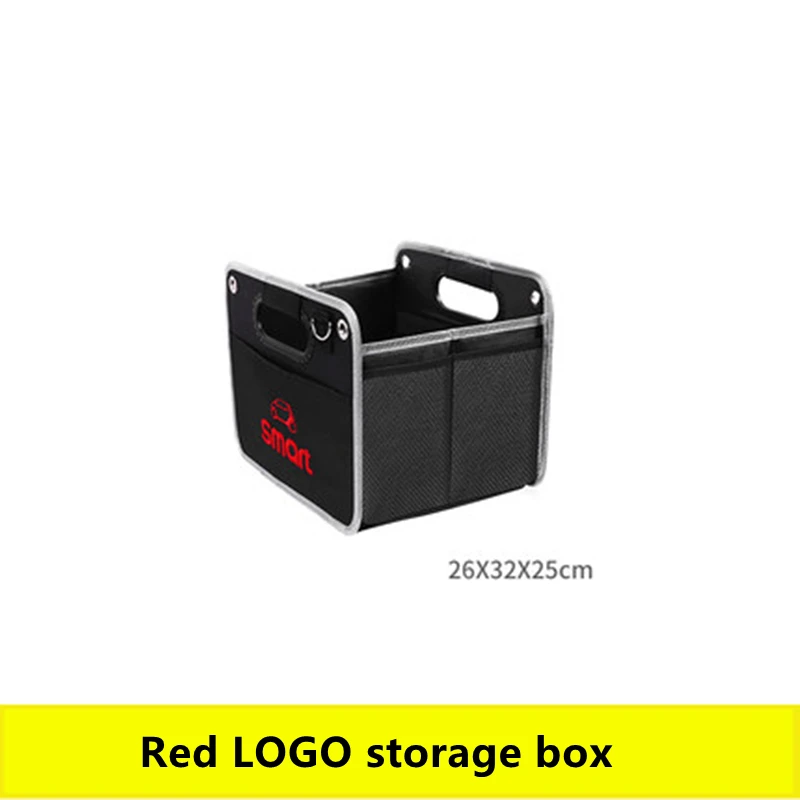 Red logo box Для Smart 450 451 453 Fortwo Forfour автомобильный аксессуар с логотипом, Сетчатая Сумка, складная черная сумка для хранения, сумка из ткани Оксфорд, сумка для хранения - Название цвета: Red logo box