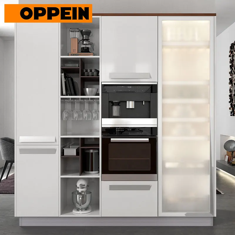 OPPEIN Австралия роскошные современные белые лакированные полные кухонные шкафы