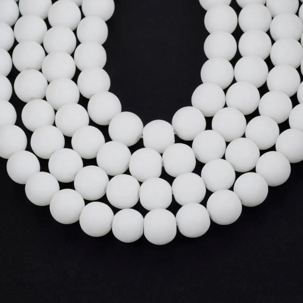 Круглые бусины из матового белого агата круглые для изготовления ювелирных