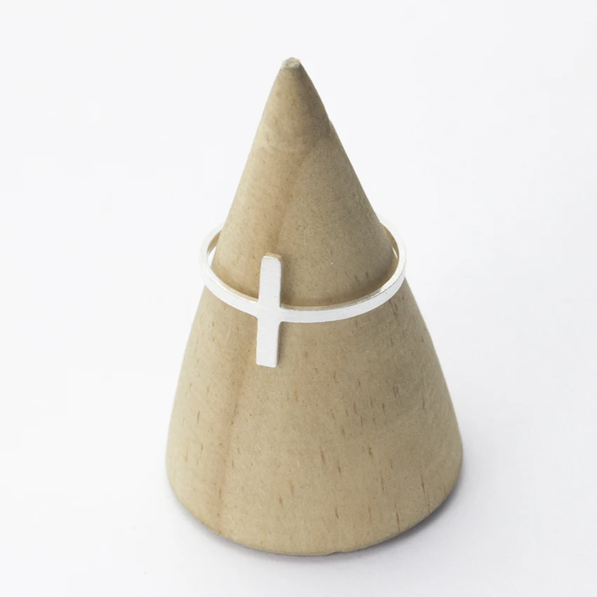 Женское регулируемое кольцо из розового золота с боковым крестом|sideways cross ring|bar