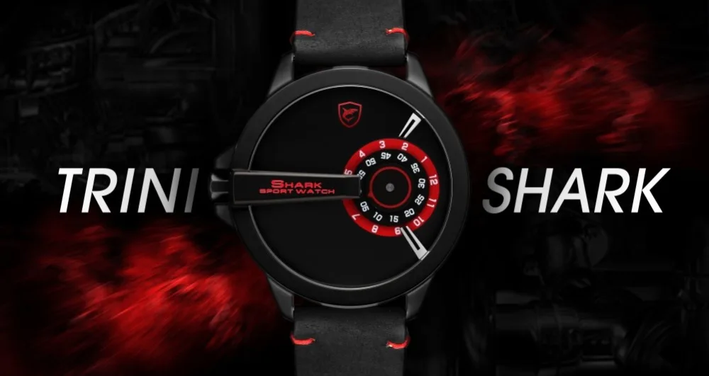 Спортивные часы SHARK, брендовые, поворотный циферблат, черный, красный, дизайн, кварцевые, Crazy Horse, кожаный ремешок, военные мужские креативные часы/SH563