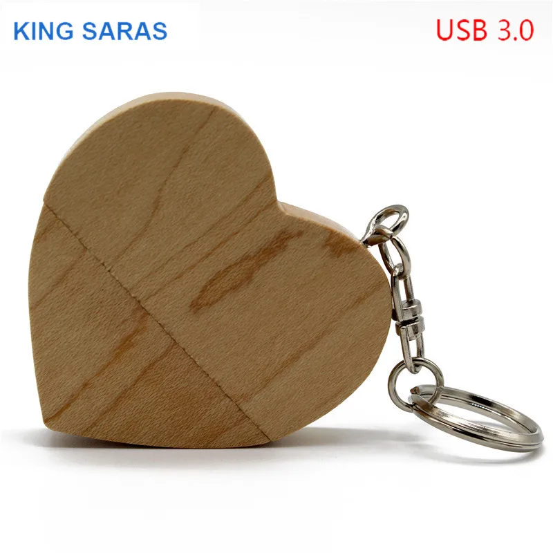 Король SARAS клена из орехового дерева модель сердца usb3.0 32 GB usb флэш-накопитель usb3.0 флеш-накопитель 4 ГБ 8 ГБ оперативной памяти, 16 Гб встроенной памяти, LOVE U диск