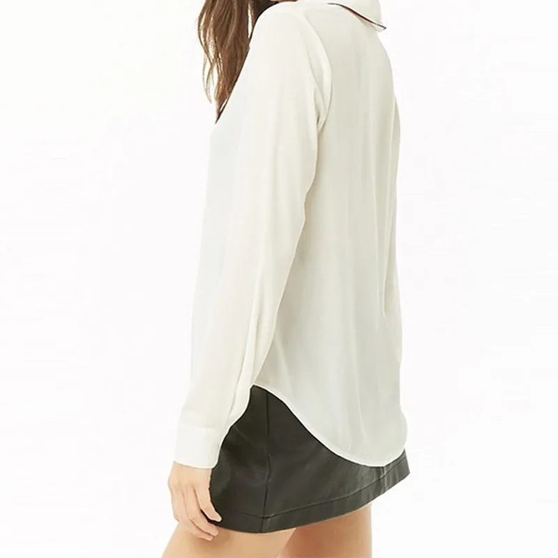 Рубашка HDY Haoduoyi женская однотонная с длинным рукавом для офиса на весну-лето 2019 -