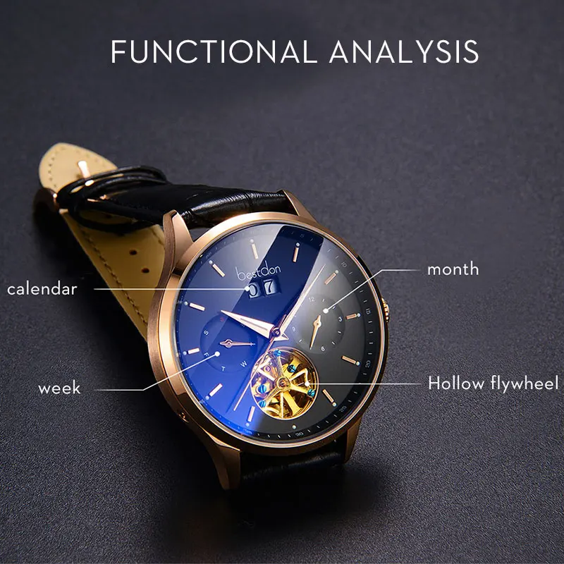 Часы мужские механические швейцарские с турбийоном водонепроницаемые|Мужские