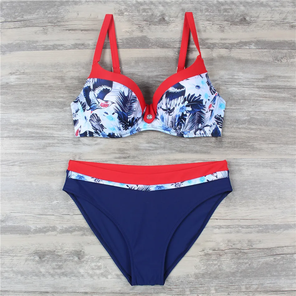 KINGTUT 2019 Push Up Strap Bikini Set Plus Size Swimwear Women Sexy Padded Summer Beach Wear Bathing Suit |