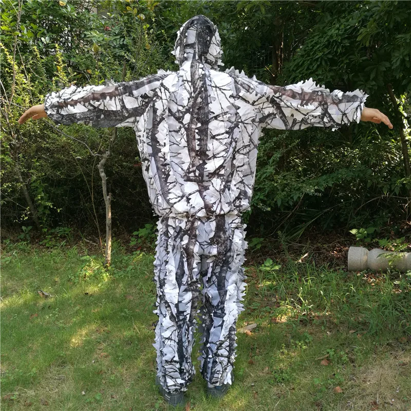 White branches camo Зима 3D белый снег сливы ветви деревьев стиль камуфляж ghillie костюм birdwatch страйкбол охота одежда включает в себя куртка и брюки - Цвет: White branches camo