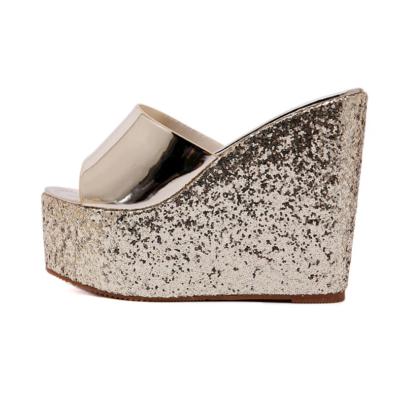 Шлепанцы женские летние сандалии на каблуке шлепанцы танкетке в полоску обувь