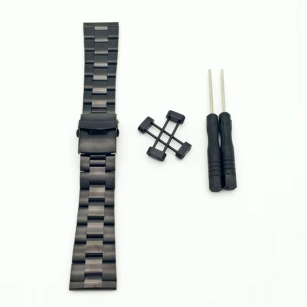 

For Suunto Core Series All Black Stainless Steel Strap Watch Band Lugs + PVD Folding Buckle + Adapters + Tools
