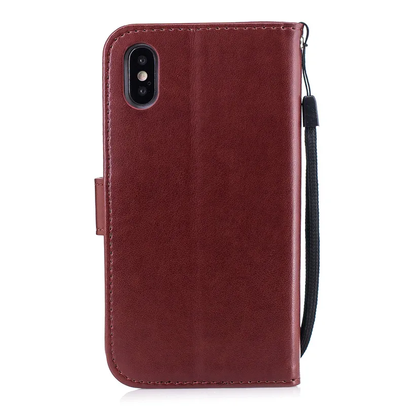 Кожаный TPU мягкий чехол для iPhone X флип-чехол-бумажник с отделением карт 7 8 plus 5 5S se 6s