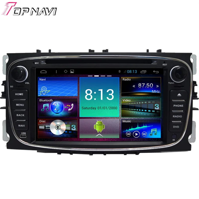Topnavi 7 ''четырехъядерный Android 6 0 Автомобильный DVD мультимедийный плеер для Focus 2008