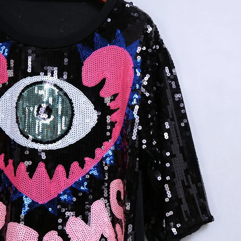 Новые летние женские топы с надписью Love Peach Eye, длинная свободная футболка с блестками, праздничный топ в готическом стиле, модная футболка с единорогом