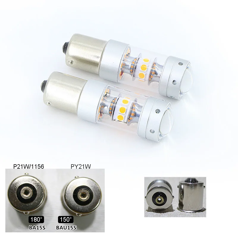 Светодиодный 1156 P21W BA15S PY21W BAU15S T20 7440 лампы для автомобиля задний фонарь сигнала поворота лампы желтый 12 вольт постоянного тока(2 шт.) SAARMAT VIP