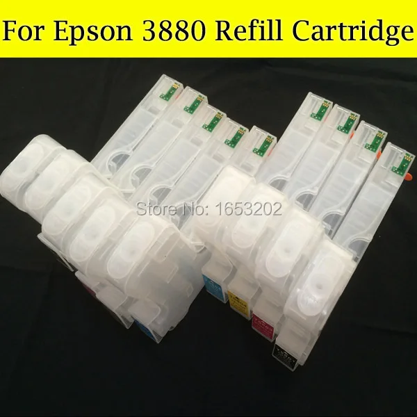 

Large format ink cartridges for epson 3880 3880XL T5801T58 T580 580 refillable ink cartridge with 9pcs chip sensor