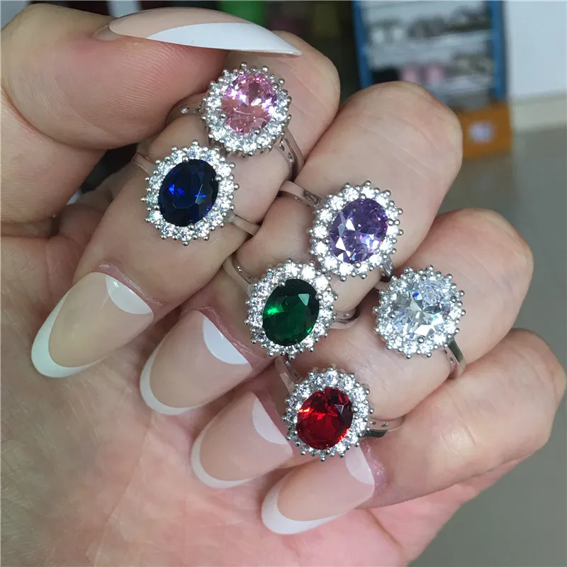 Choucong Princess Diana Promise кольцо из стерлингового серебра 925 пробы AAAAA с фианитовым камнем дня рождения обручальные Обручальные кольца для женщин ювелирные изделия